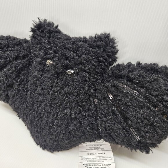 Pottery Barn Shimmer Bat Shaped Decorative Throw Pillow Black Halloween - Picture 2 of 5